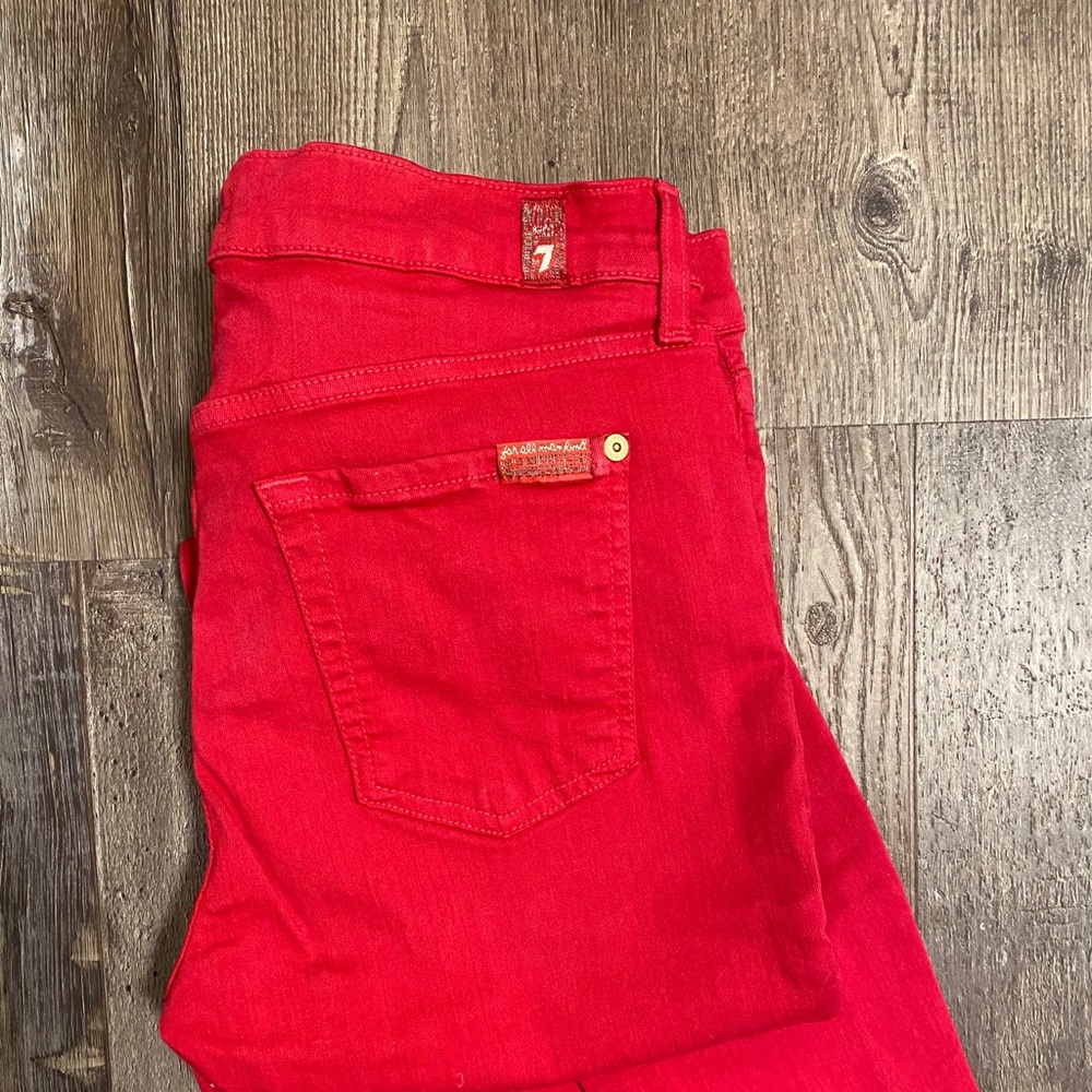 7 for all Man Kind hot pink skinny ankle jean